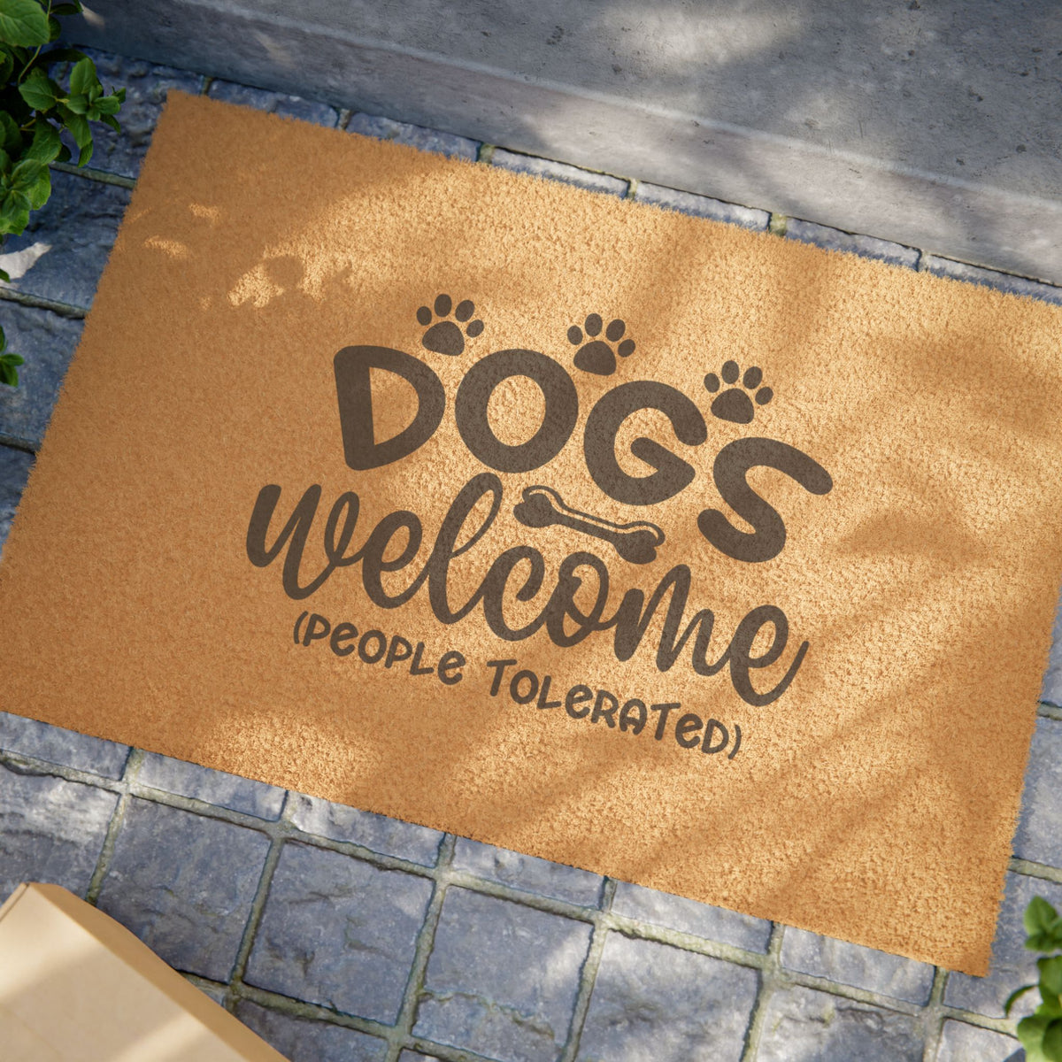 Dogs Welcome Doormat – "People Tolerated" Funny Pet Lover Welcome Mat