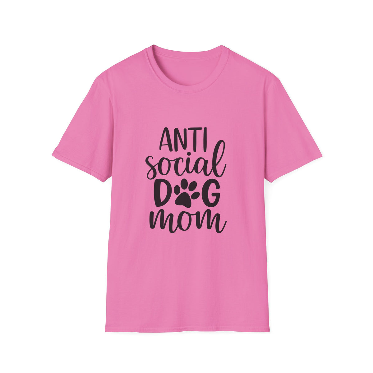 Anti Social Dog Mom T-Shirt | Dog Paw Script Tee