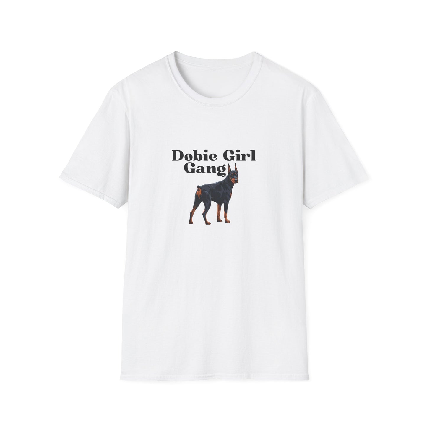 Unisex T-Shirt - Dobie Girl Gang with Black and Rust Doberman Design