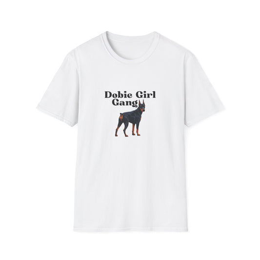 Unisex T-Shirt - Dobie Girl Gang with Black and Rust Doberman Design