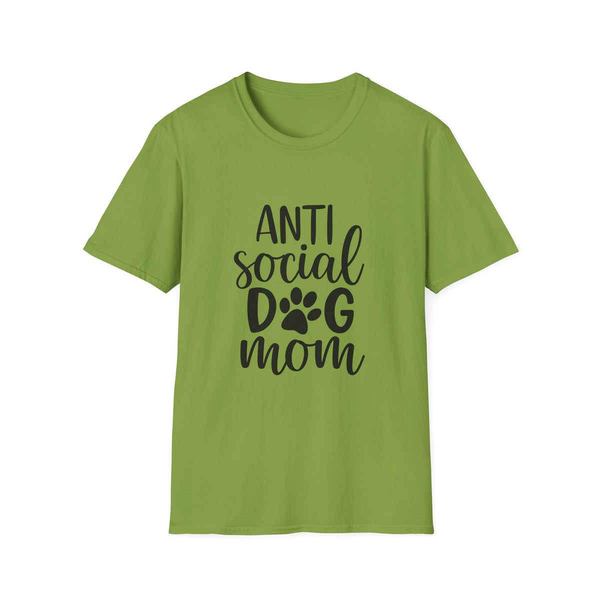 Anti Social Dog Mom T-Shirt | Dog Paw Script Tee