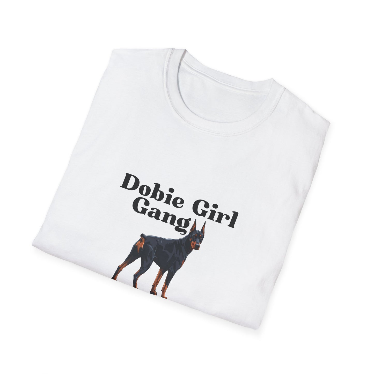 Unisex T-Shirt - Dobie Girl Gang with Black and Rust Doberman Design