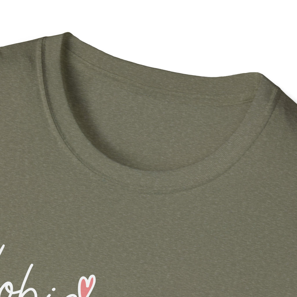 Tiny Pink Heart Dobie Mama T-Shirt | Minimal Chest Logo, White Tee