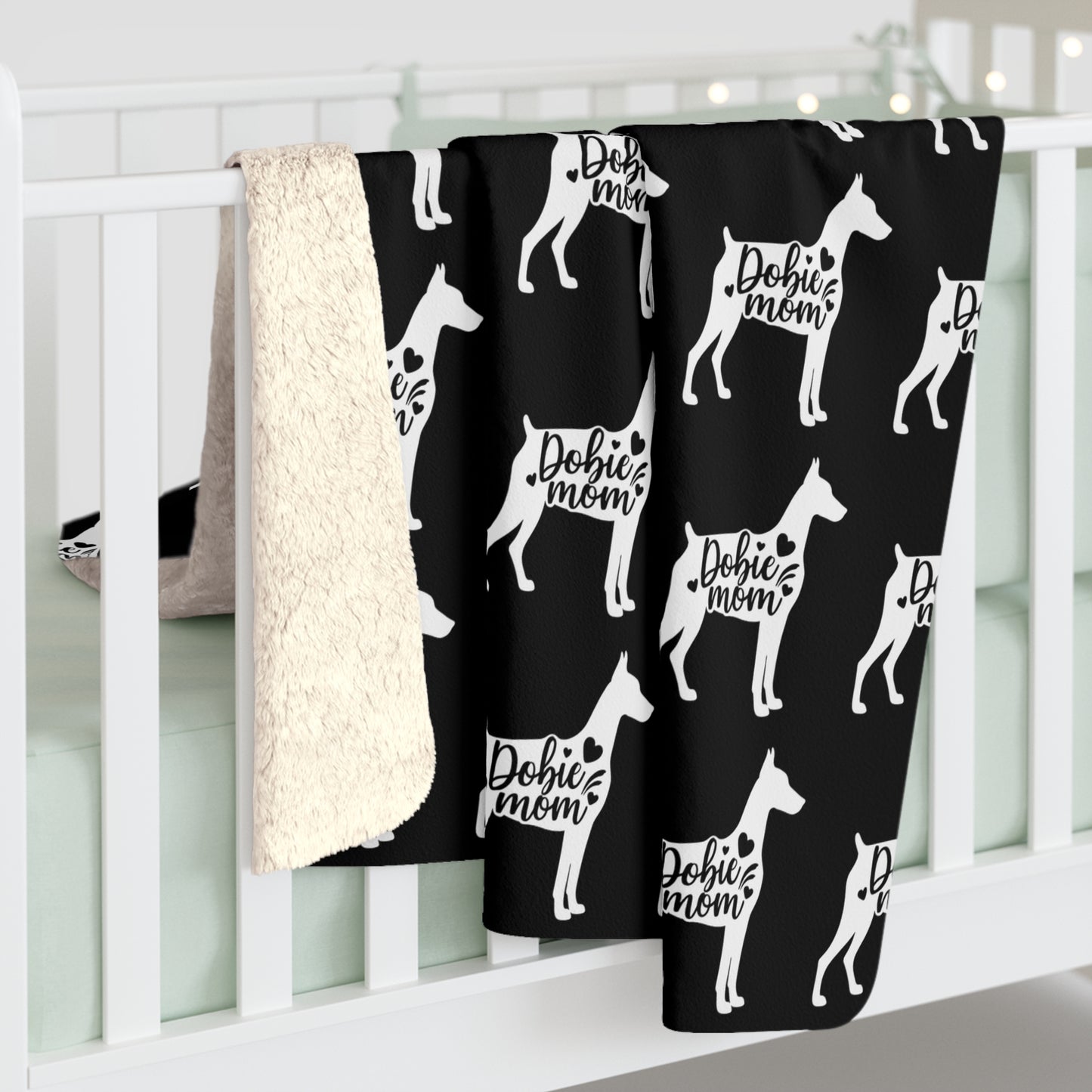 Doberman Mom Sherpa Fleece Blanket