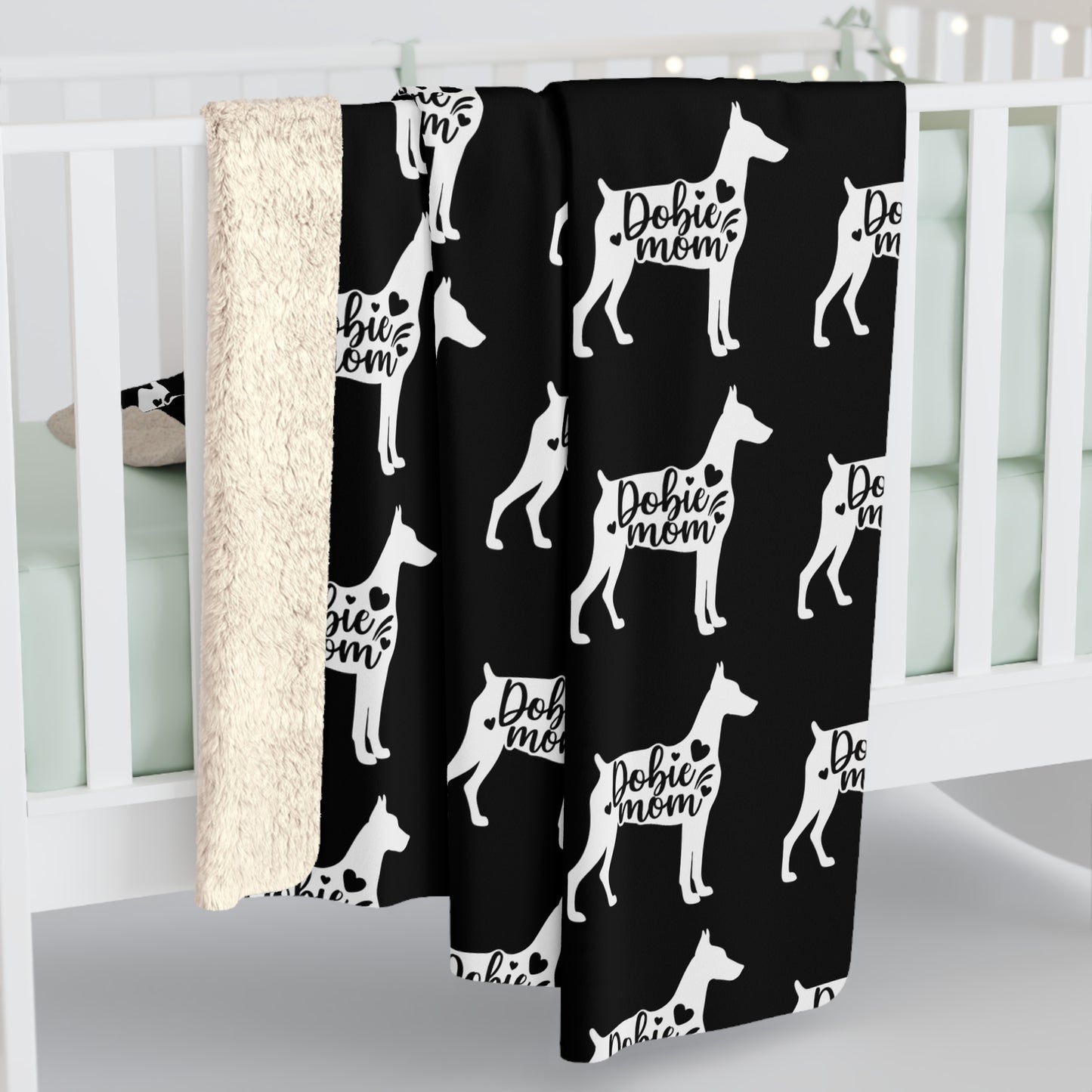 Doberman Mom Sherpa Fleece Blanket