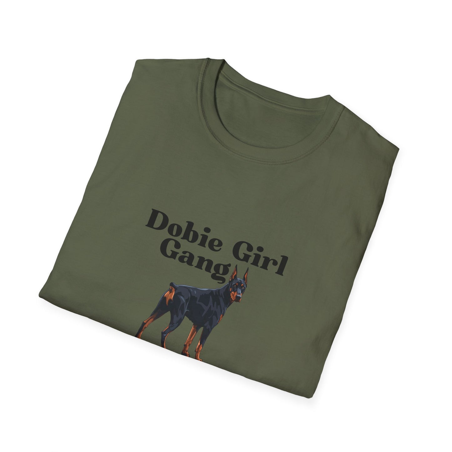 Unisex T-Shirt - Dobie Girl Gang with Black and Rust Doberman Design
