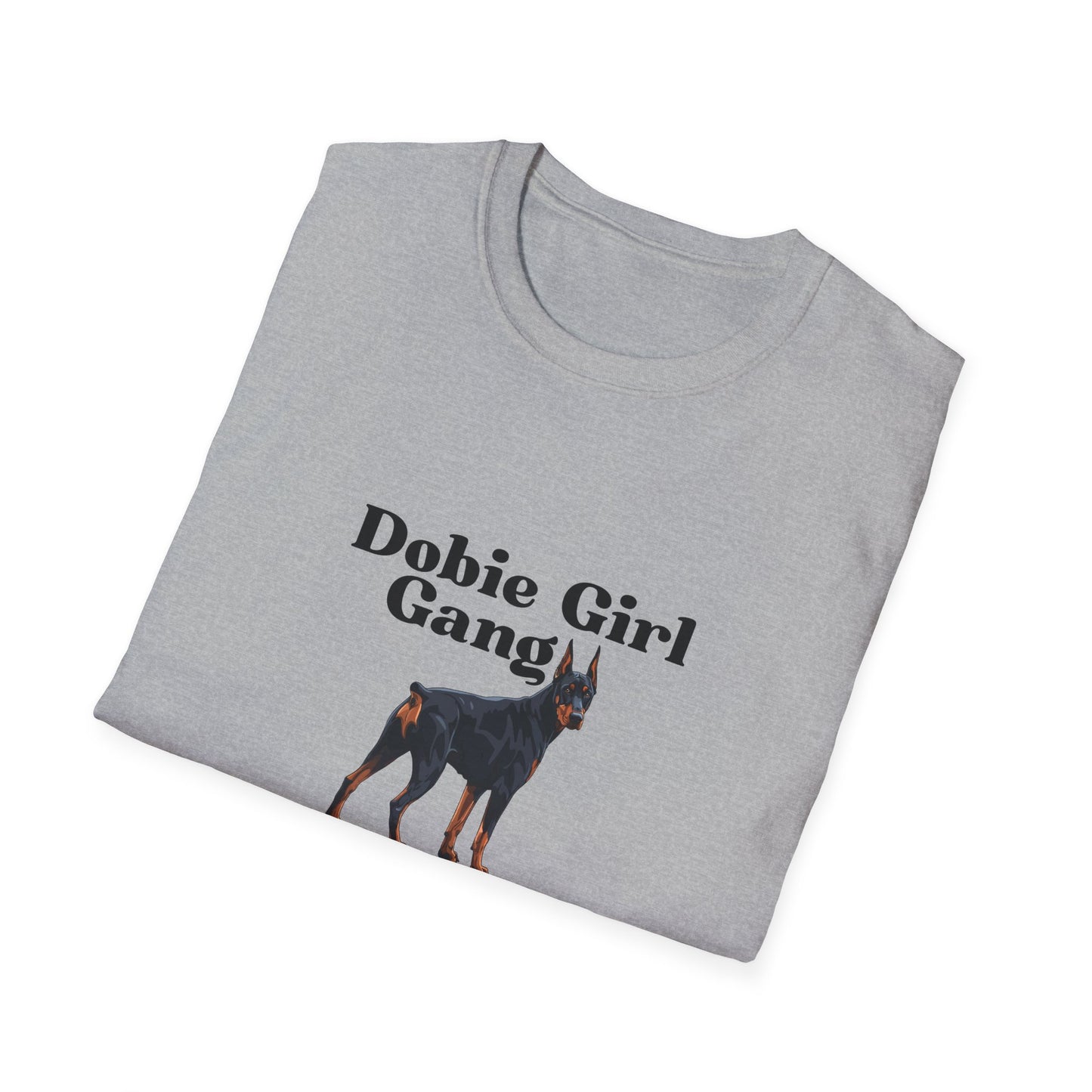 Unisex T-Shirt - Dobie Girl Gang with Black and Rust Doberman Design