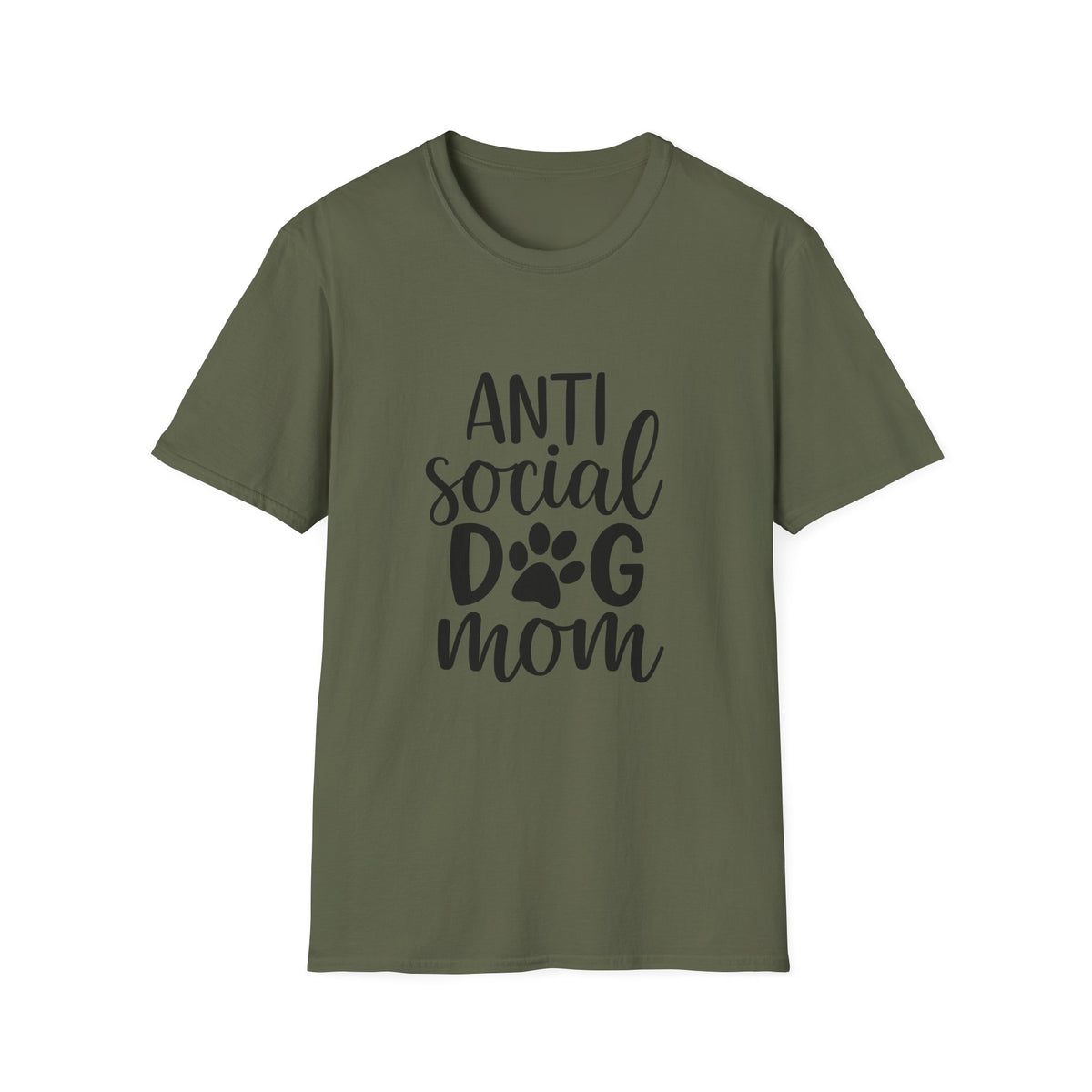 Anti Social Dog Mom T-Shirt | Dog Paw Script Tee
